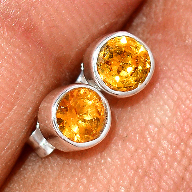 Mandarin Garnet Faceted Studs - OGFS26