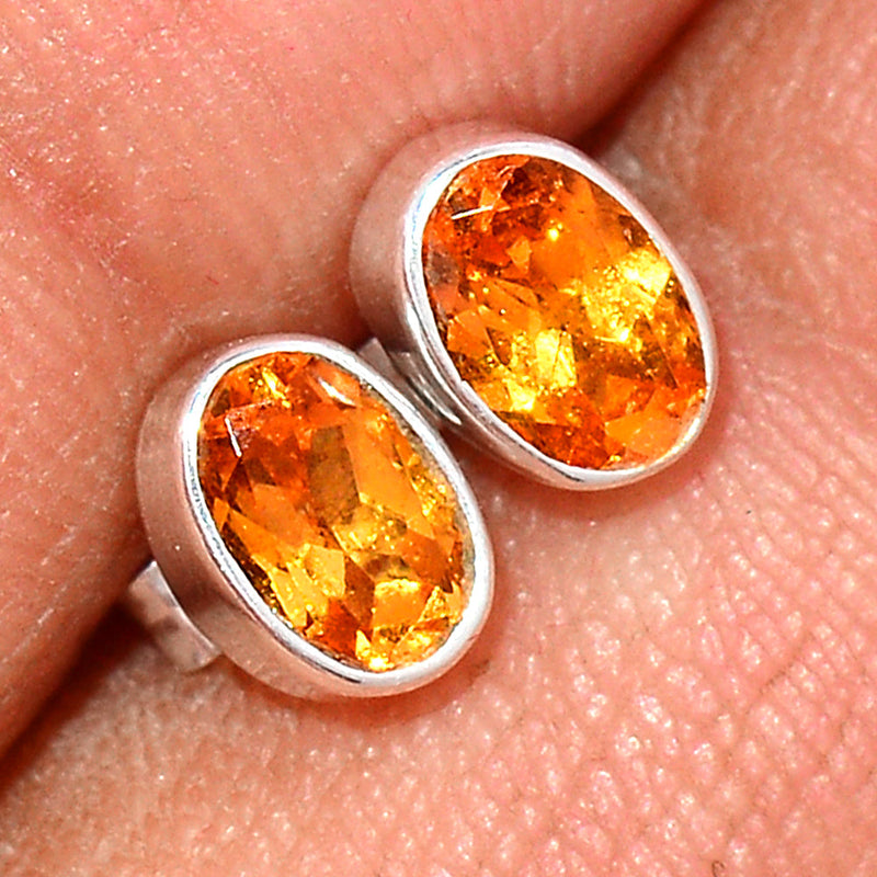 Mandarin Garnet Faceted Studs - OGFS27