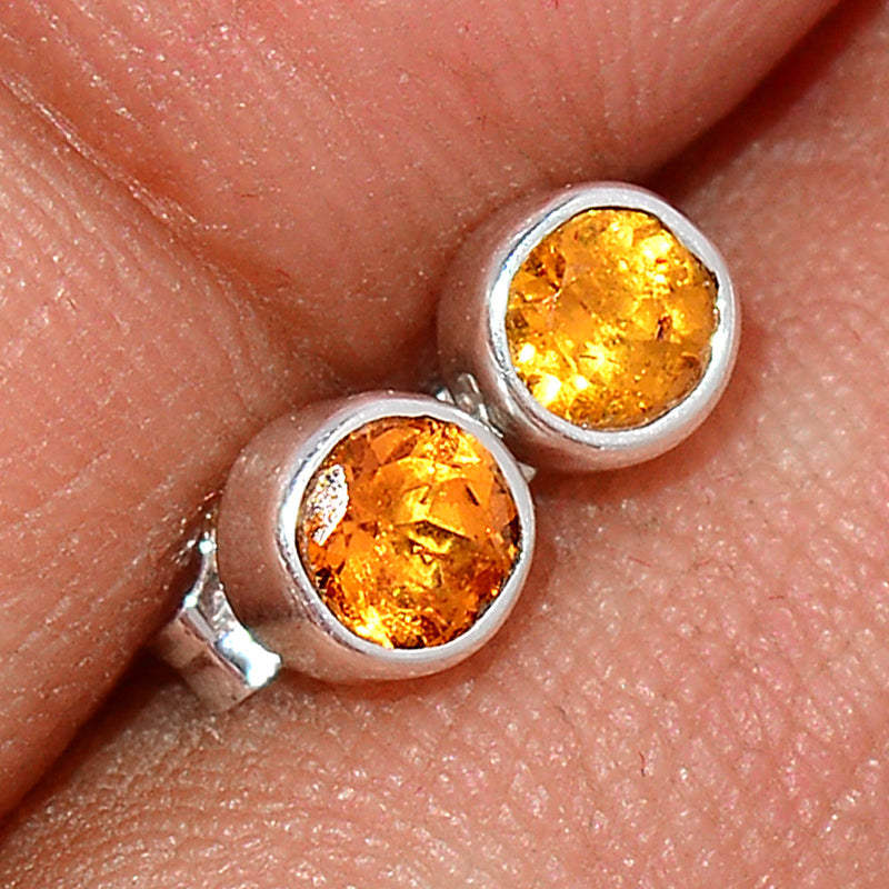 Mandarin Garnet Faceted Studs - OGFS28