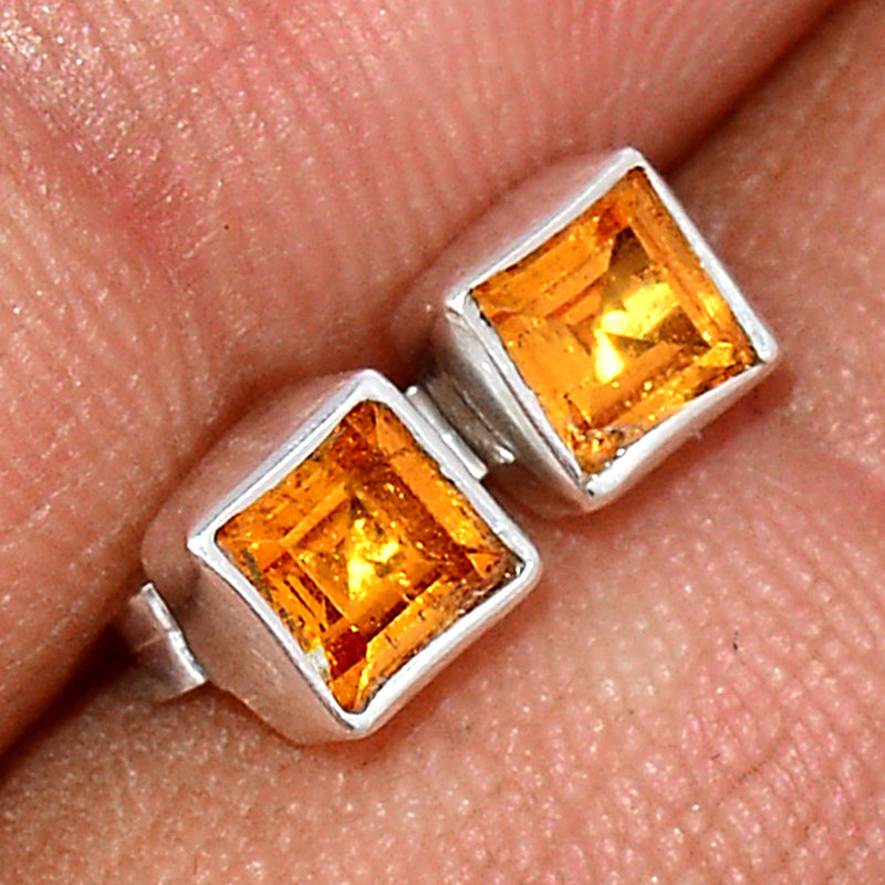 Mandarin Garnet Faceted Studs - OGFS2