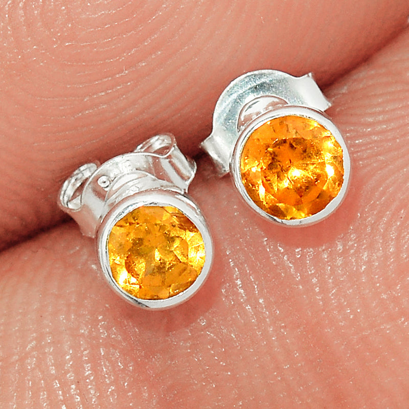 Mandarin Garnet Faceted Studs - OGFS43
