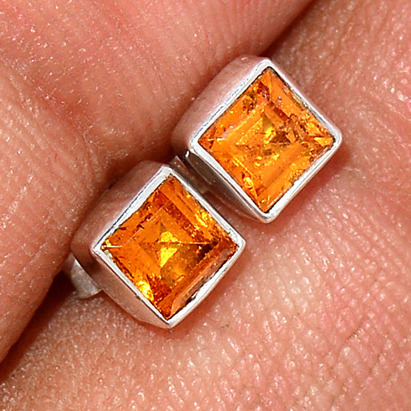 Mandarin Garnet Faceted Studs - OGFS4