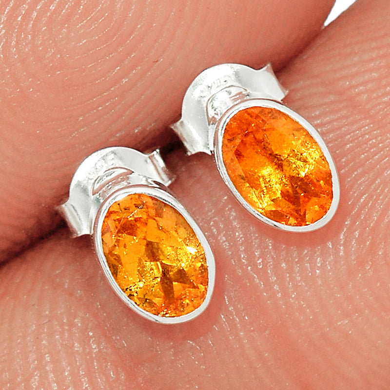 Mandarin Garnet Faceted Studs - OGFS54