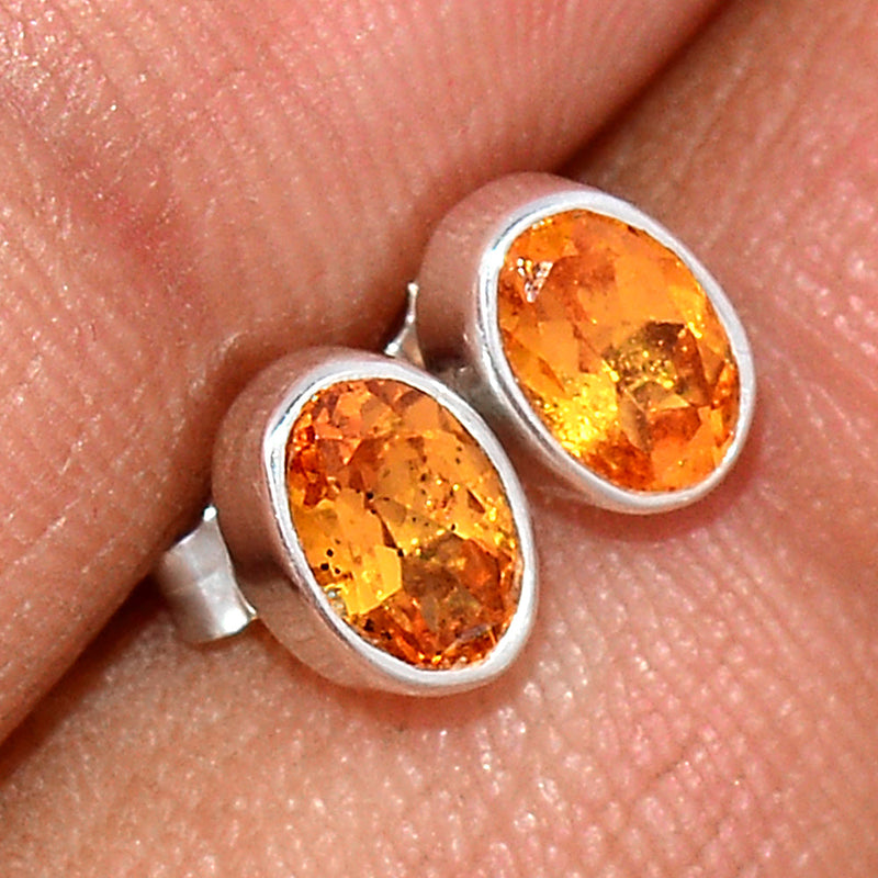 Mandarin Garnet Faceted Studs - OGFS5