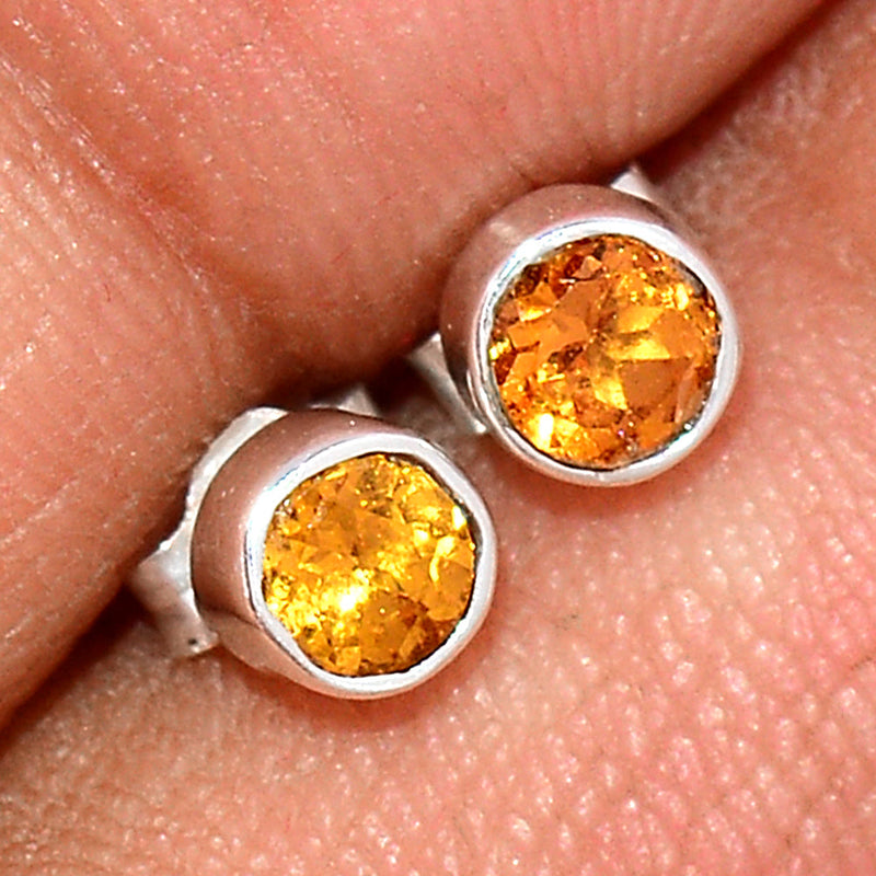 Mandarin Garnet Faceted Studs - OGFS6