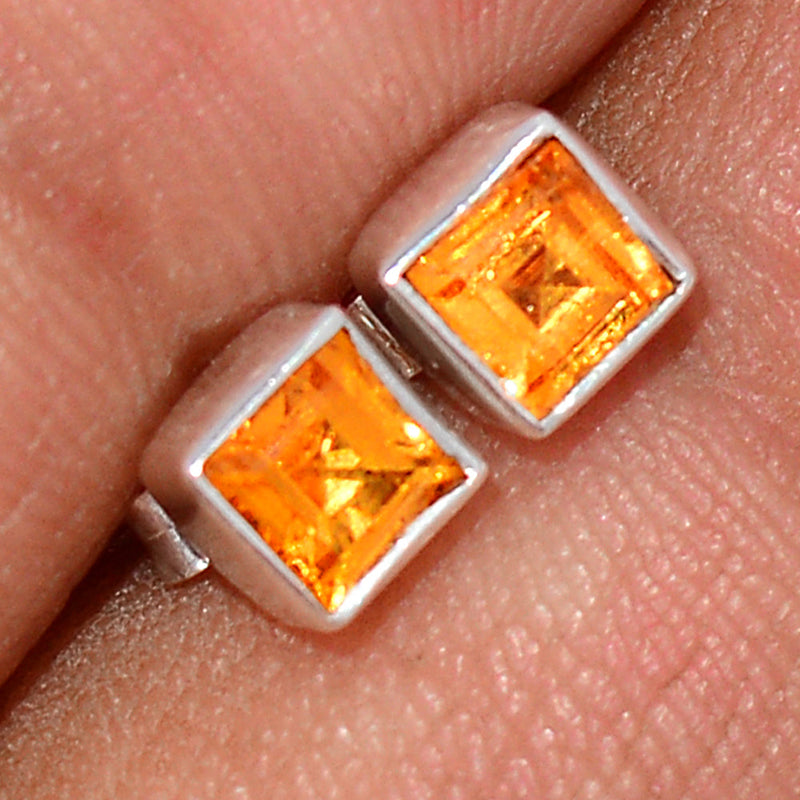 Mandarin Garnet Faceted Studs - OGFS7