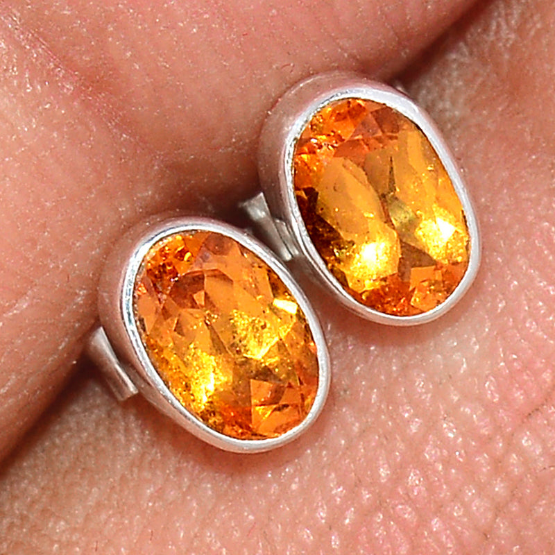 Mandarin Garnet Faceted Studs - OGFS8
