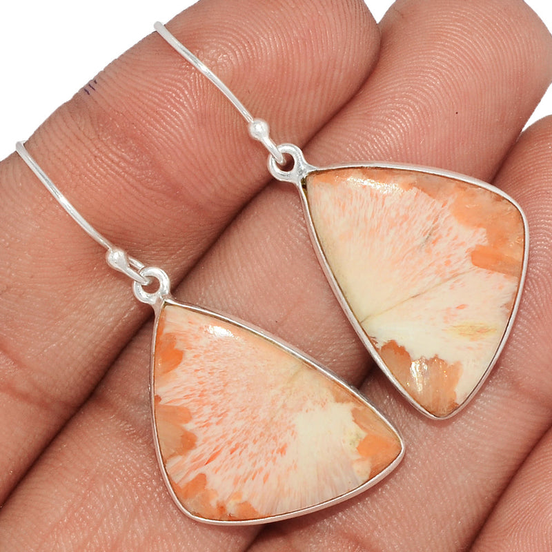 1.6" Lip Setting - Orange Scolecite Earrings - OSCE170