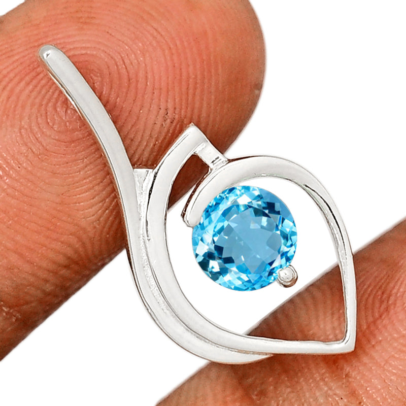 7*7 MM Round - Blue Topaz Silver Pendant - P1253BT Catalogue