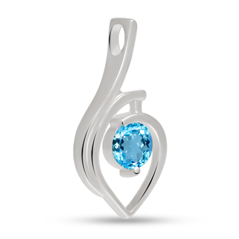 7*7 MM Round - Blue Topaz Silver Pendant - P1253BT Catalogue