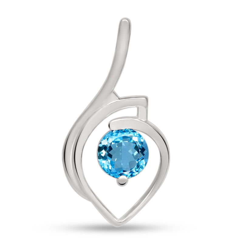 7*7 MM Round - Blue Topaz Silver Pendant - P1253BT Catalogue