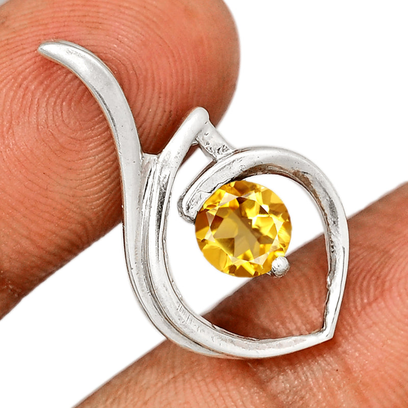 7*7 MM Round - Citrine Silver Pendant - P1253C Catalogue