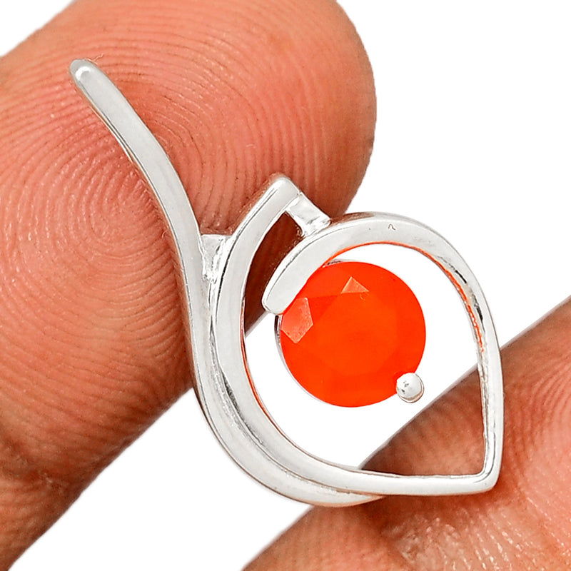 7*7 MM Round - Carnelian Faceted Silver Pendant - P1253CRN Catalogue