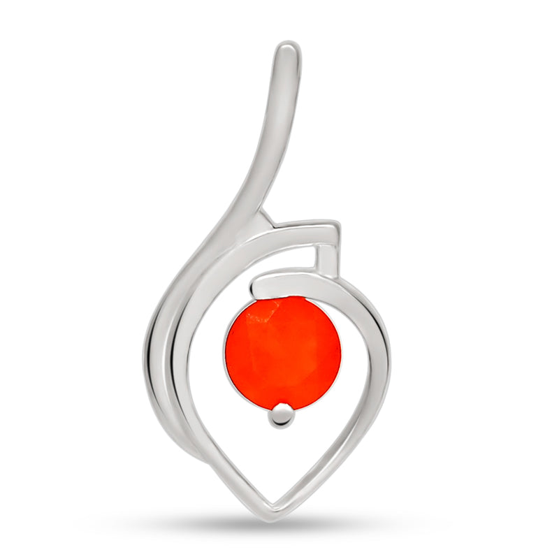 7*7 MM Round - Carnelian Faceted Silver Pendant - P1253CRN Catalogue