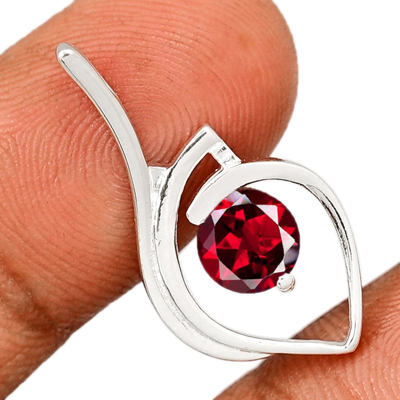 7*7 MM Round - Garnet Faceted Silver Pendant - P1253G Catalogue