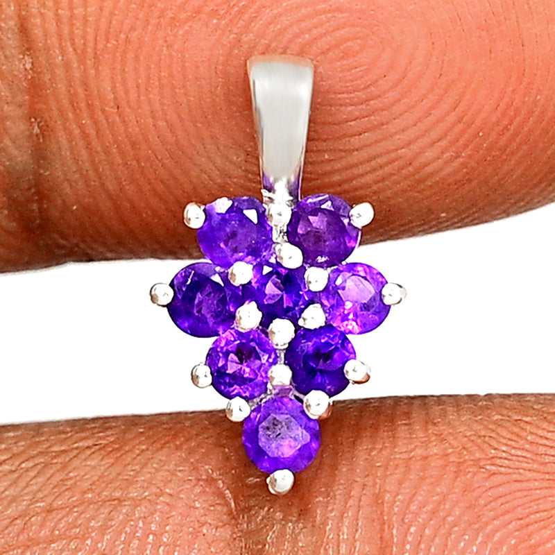 3*3 MM Round - Amethyst Faceted Silver Pendant - P1254A Catalogue