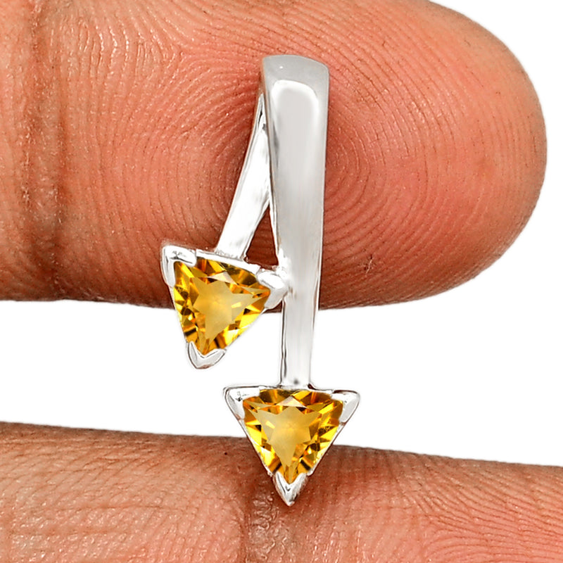 5*5 MM Trillion - Citrine Silver Pendant - P1256C Catalogue