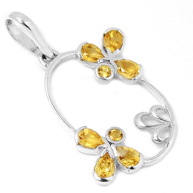 1.7" Citrine Silver Pendants - P1262C