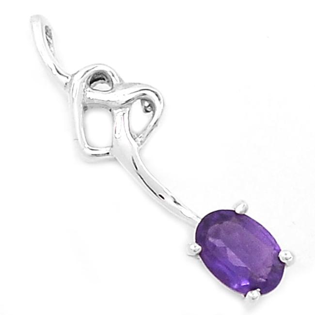 1" Faceted Amethyst Silver Pendants - P1272A