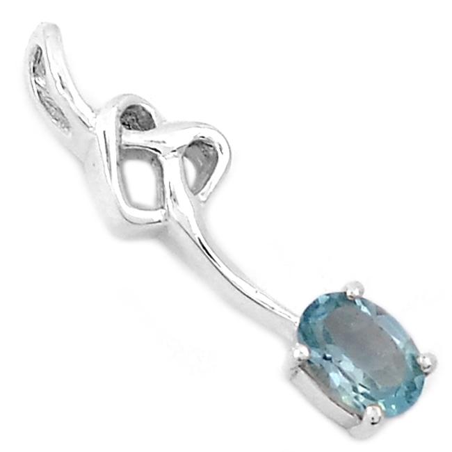 1" Blue Topaz Silver Pendants - P1272BT