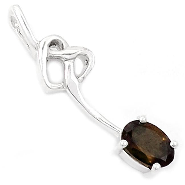 1" Smokey Quartz Silver Pendants - P1272S