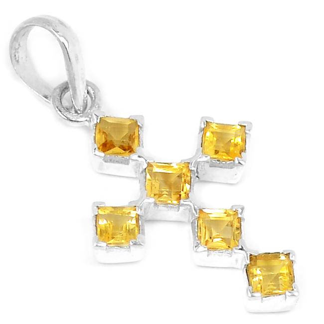 1.5" Citrine Silver Pendants - P1275C