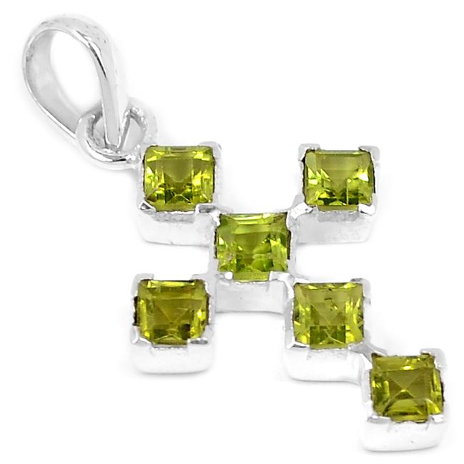 1.5" Peridot Silver Pendants - P1275P