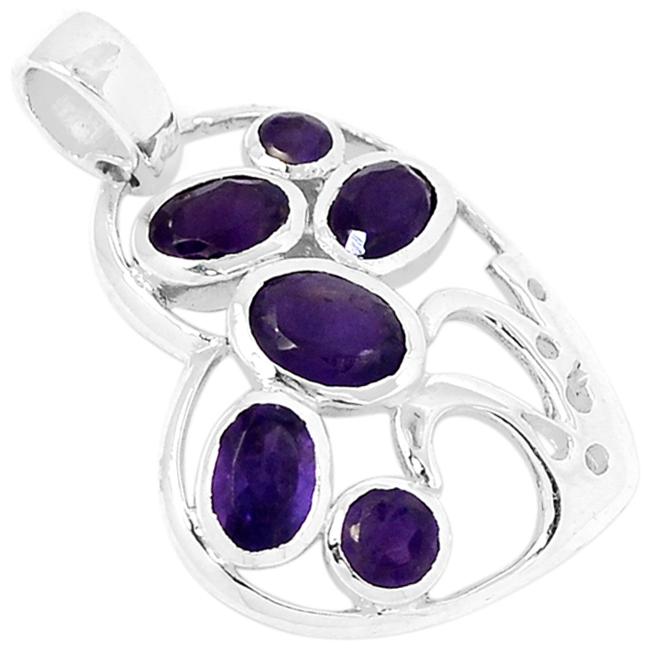 1" Amethyst Silver Pendants - P1277A