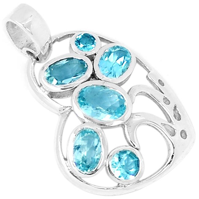 1" Blue Topaz Silver Pendants - P1277BT