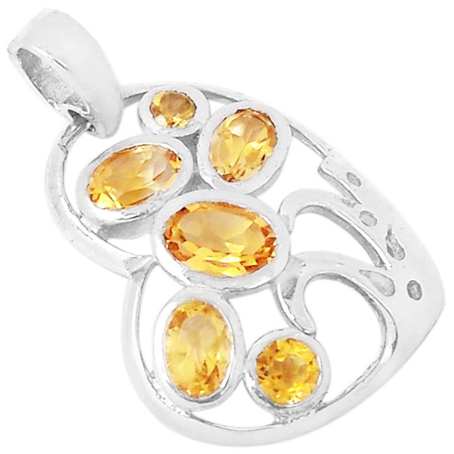 1" Citrine Silver Pendants - P1277C