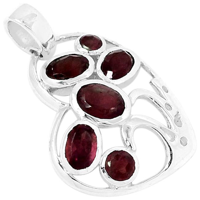 1" Garnet Silver Pendants - P1277G