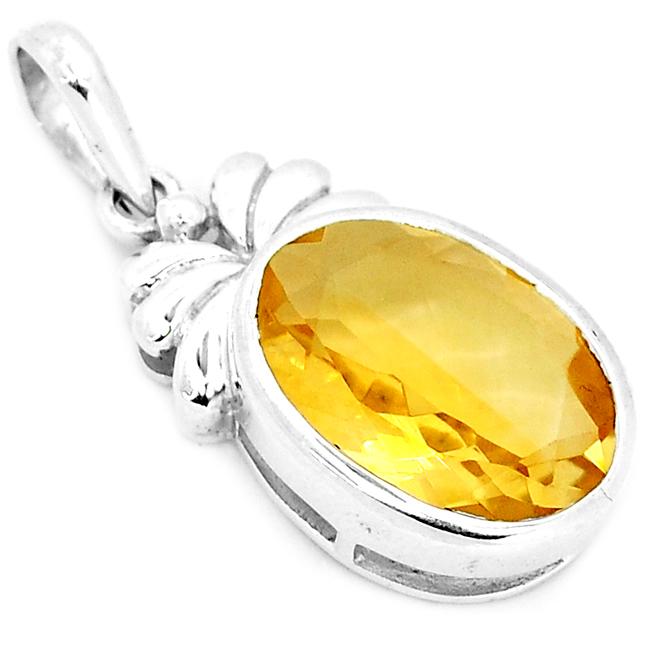 1.3" Citrine Silver Pendants - P1284C