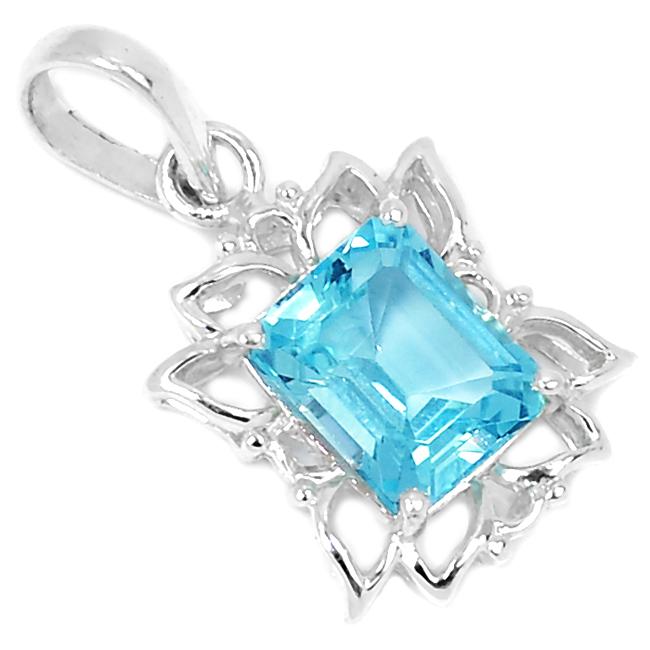 1.1" Blue Topaz Silver Pendants - P1287BT