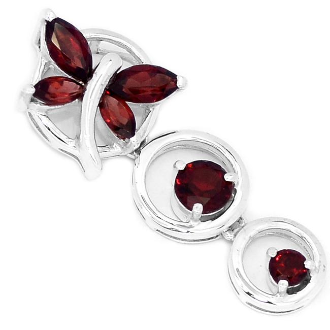 1.8" Garnet Silver Pendants - P1288G