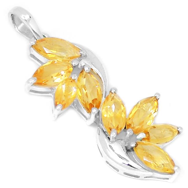 1.8" Citrine Silver Pendants - P1289C