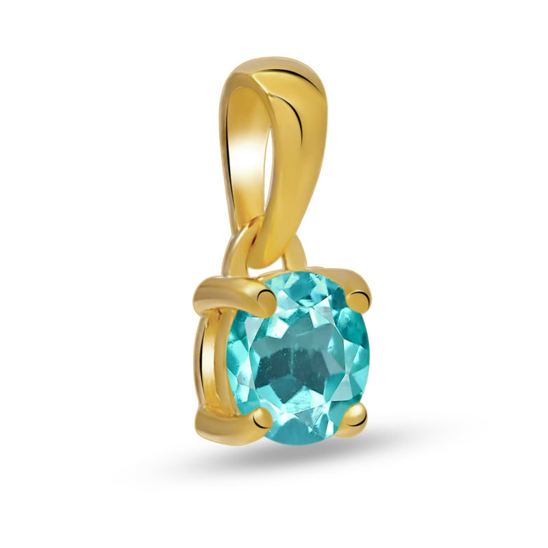 5*5 MM Round - 18k Gold Vermeil - Neon Blue Apatite Faceted Jewelry Pendants - PBC202G-NBF Catalogue