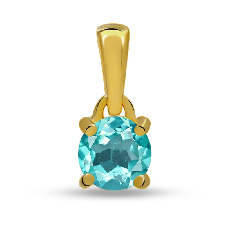 5*5 MM Round - 18k Gold Vermeil - Neon Blue Apatite Faceted Jewelry Pendants - PBC202G-NBF Catalogue