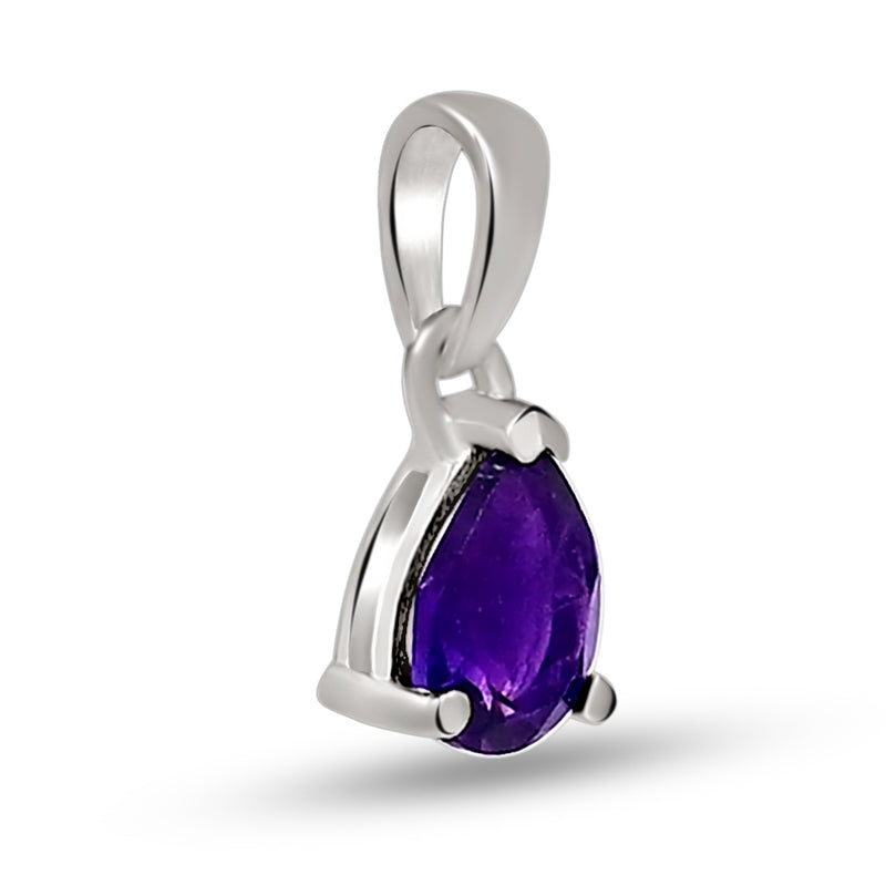 7*5 MM Pear - Amethyst Faceted Silver Pendants - PBC209-A Catalogue