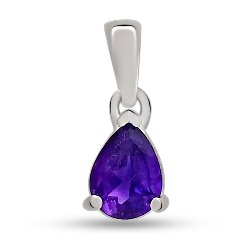 7*5 MM Pear - Amethyst Faceted Silver Pendants - PBC209-A Catalogue