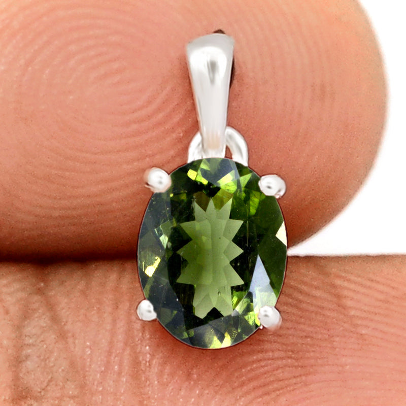 9*7 MM Oval - Moldavite Faceted Silver Pendants - PBC217-MDF Catalogue