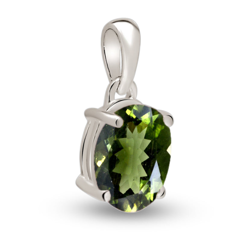 9*7 MM Oval - Moldavite Faceted Silver Pendants - PBC217-MDF Catalogue