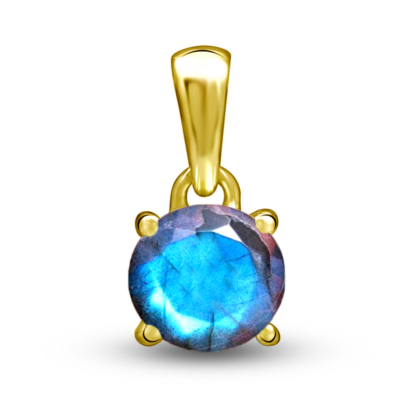 7*7 MM Round - 18k Gold Vermeil - Labradorite Faceted Pendants - PBC223G-LBF Catalogue