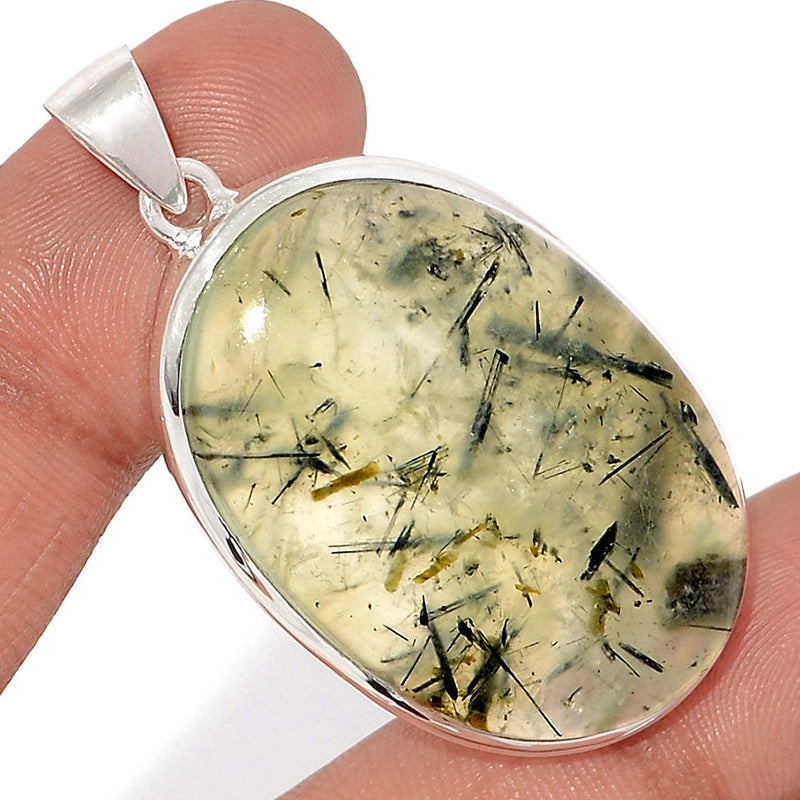 2.1" Green Actinolite In Prehnite Pendants - PBRP155