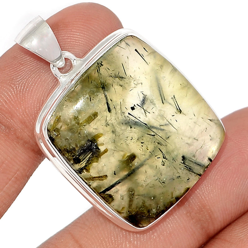 1.6" Black Tourmaline In Prehnite Pendants - PBRP156