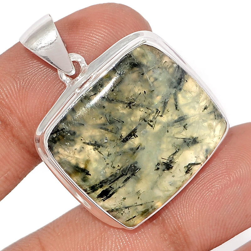 1.5" Black Tourmaline In Prehnite Pendants - PBRP169