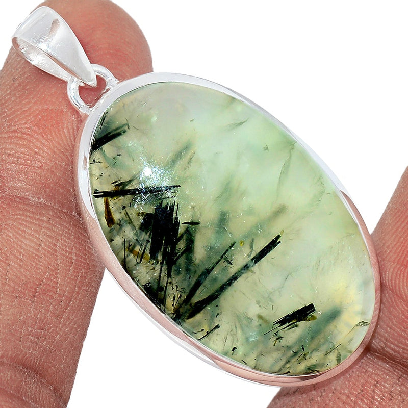 1.8" Green Actinolite In Prehnite Pendants - PBRP27