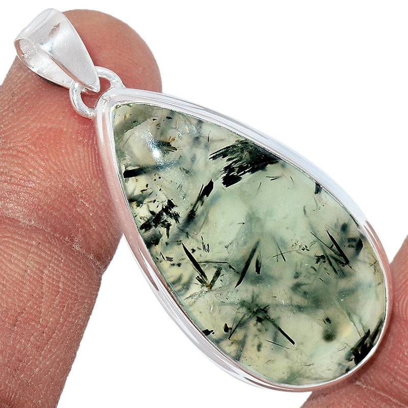 1.7" Green Actinolite In Prehnite Pendants - PBRP28