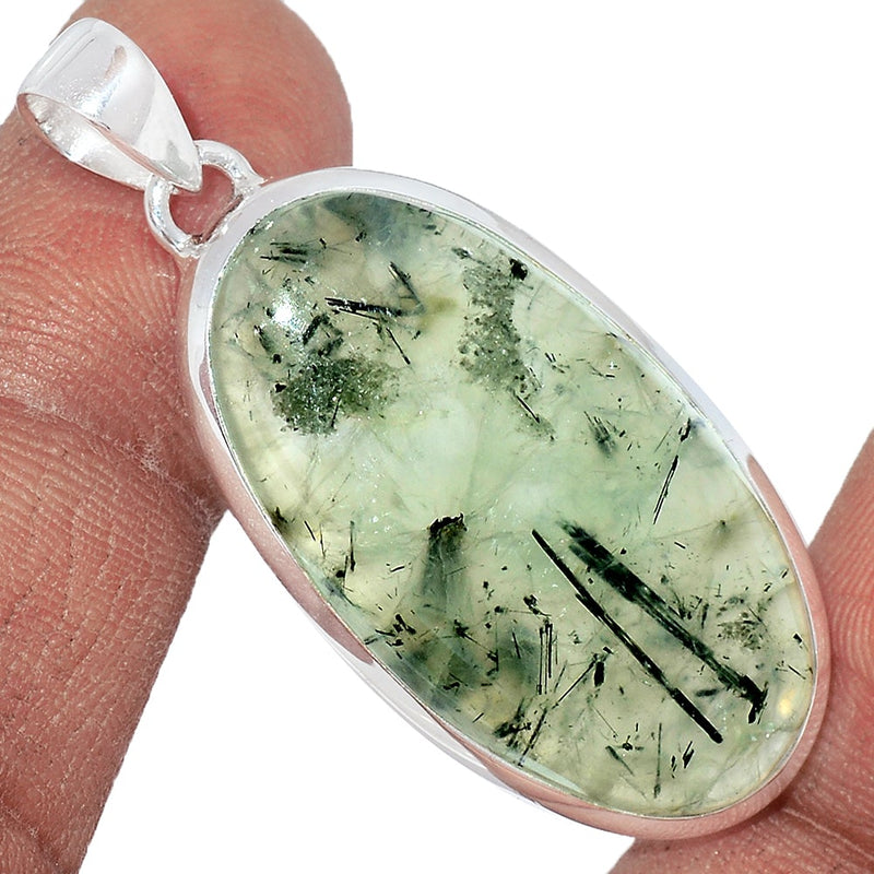 1.7" Green Actinolite In Prehnite Pendants - PBRP31