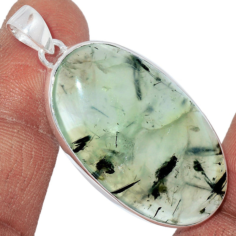 1.8" Green Actinolite In Prehnite Pendants - PBRP35