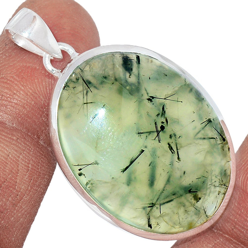 1.6" Green Actinolite In Prehnite Pendants - PBRP36